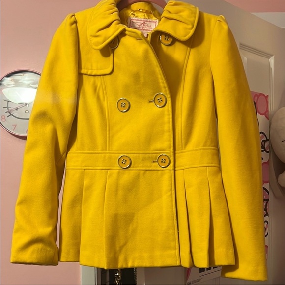 Pink Envelope Jackets & Blazers - Pink Envelope Vibrant Yellow Coat